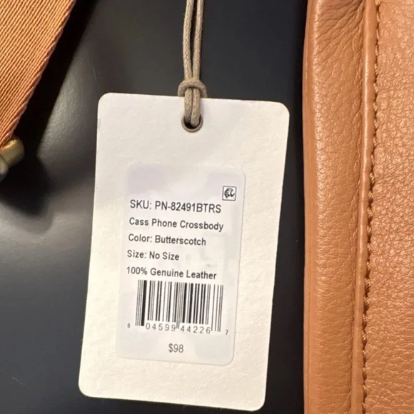 HOBO Cass Tan Pebble Leather Crossbody Phone Pouch Adjustable Strap - Picture 6 of 14